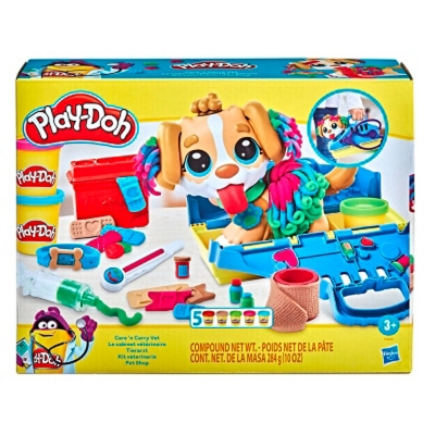 Play-Doh Kit Veterinario - Set Con Cachorro De Juguete, Transportín, 10 Herramientas, 5 Colores