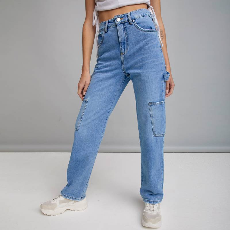 AMERICANINO - Jeans Cargo Tiro Alto Mujer
