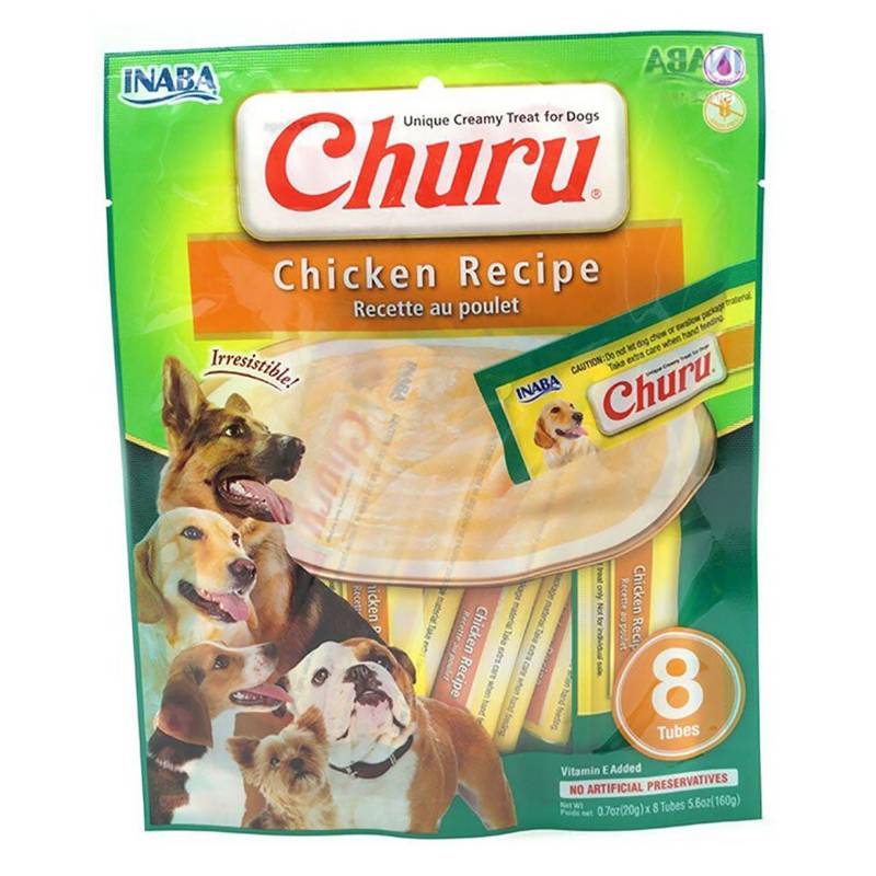 INABA - Snack Churu Pollo Para Perros (8 Tubos X Paquete)
