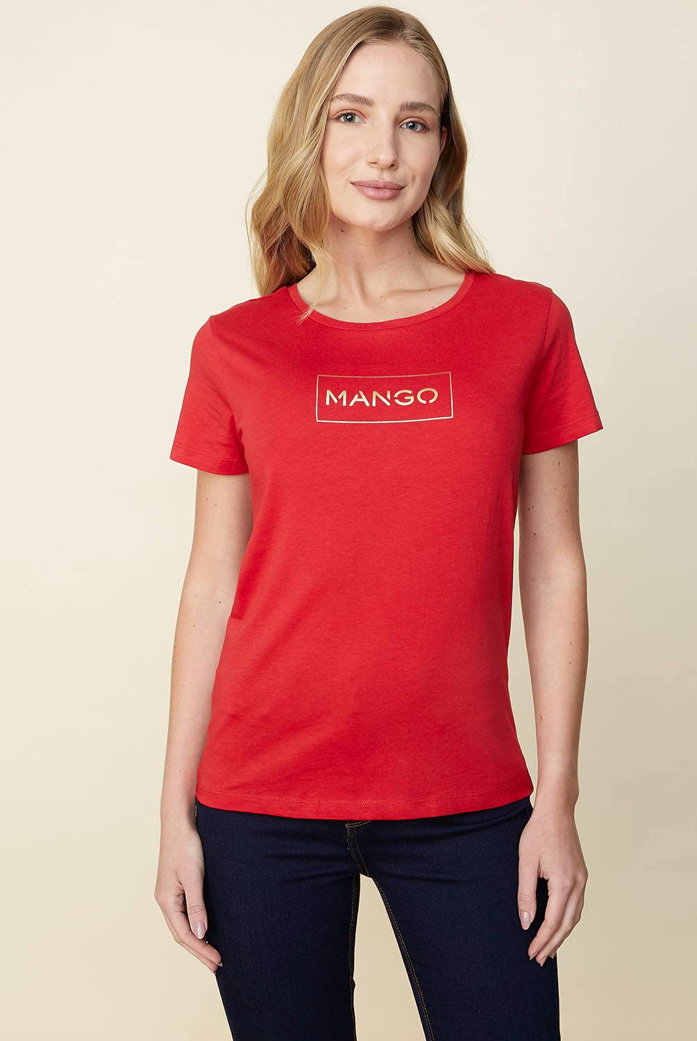 MANGO - Mango Polera Logo Metalizado Mangolog-H Mujer