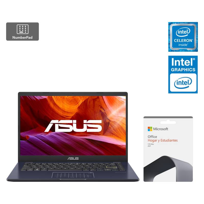 ASUS - Notebook Asus Laptop E410KA-BV168WS Intel Celeron 4GB RAM 128G eMMC 14" HD