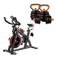 ATLETIS - Pack Bicicleta Home Fitness  Set Pesas 20 Kg Kettl