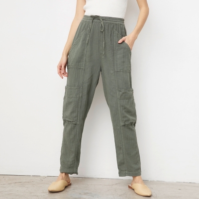 FREE PEOPLE Free People Pantalon Lino Cargo Mujer