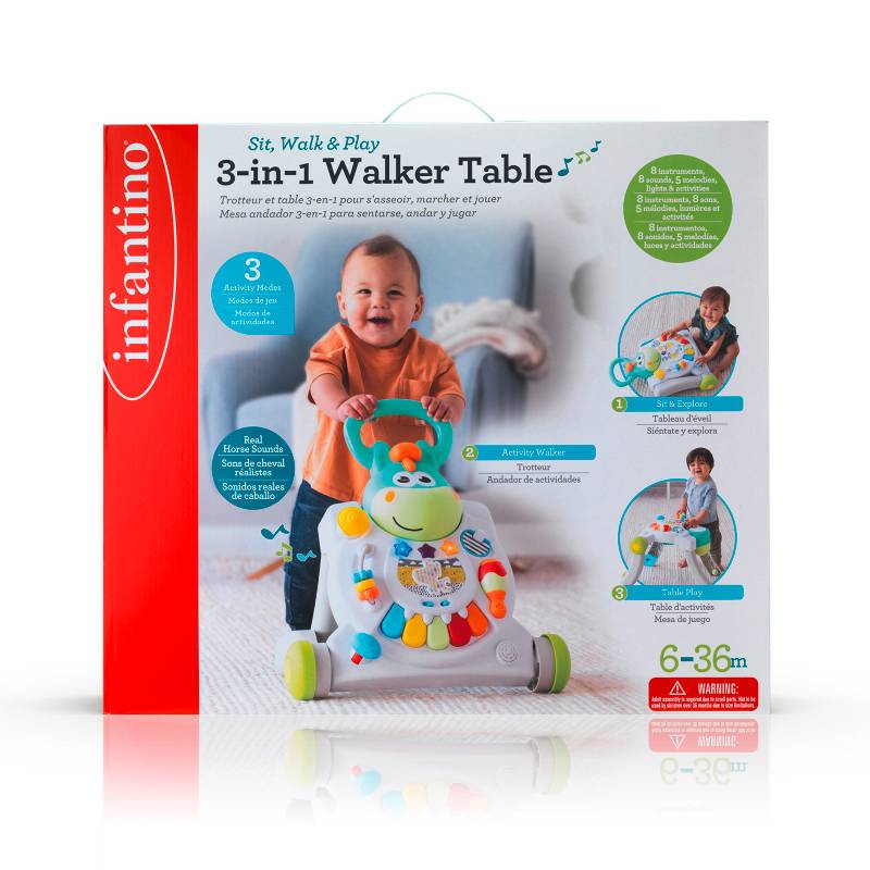 Correpasillos Bebe Infantino 3 en 1 Walker Table Interactivo