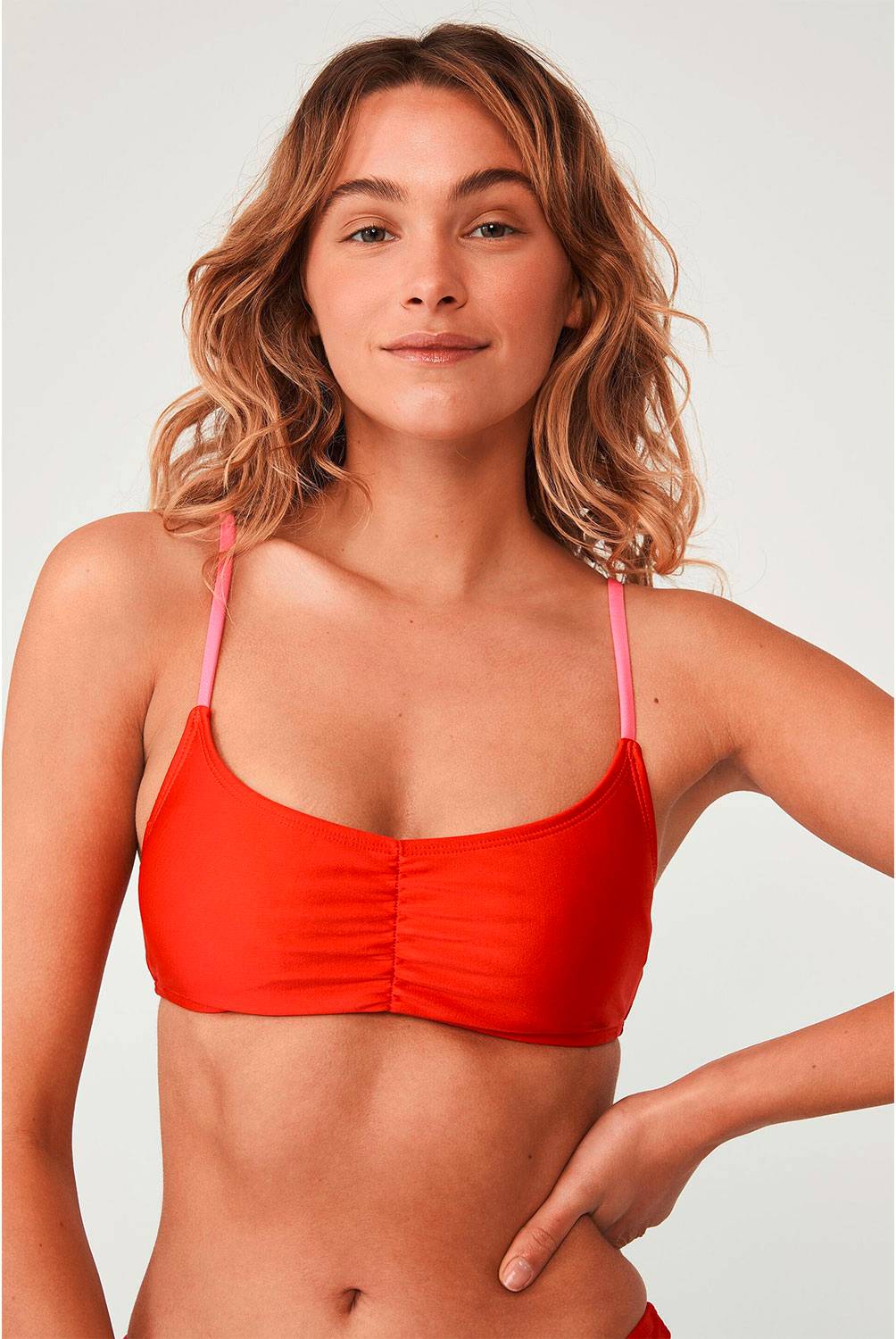 COTTON ON - Top De Bikini - Gathered Front Crop Mujer Cotton On