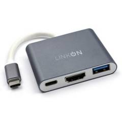 LINKON - Hub Adaptador Usb C 3 en 1 Linkon Hdmi Mac Macbook
