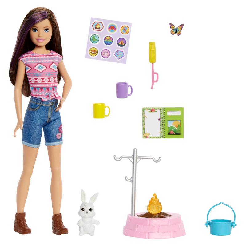 BARBIE - Barbie Muñeca Día de Campamento y conejo