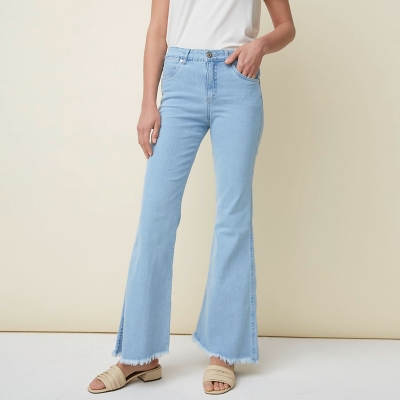 University Club Jeans Flare Tiro Alto Denim Mujer