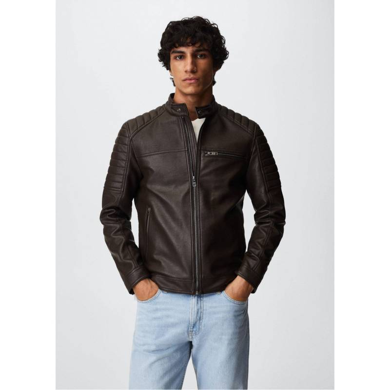 Cazadora biker de hombre efecto piel