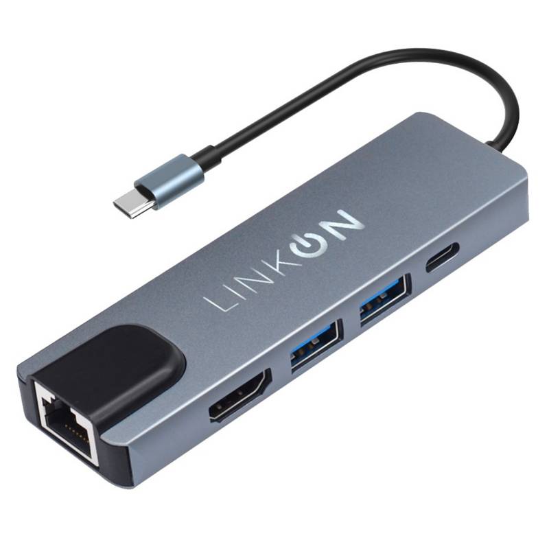 LINKON - Hub Adaptador Usb Tipo C 5 en 1 Linkon Rj45