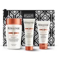 KERASTASE - Set Cabello Seco Shampoo Bain Satin 1 80ml + Fluido Lait Vital 75ml + Texturizante Nectar Thermique 50ml