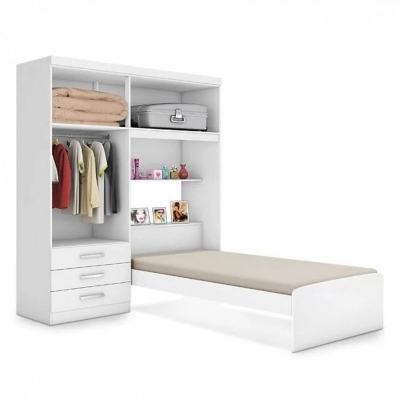 Cama Plegable Vertical 2 Plazas Manhattan - Blanco - Le Mueblé