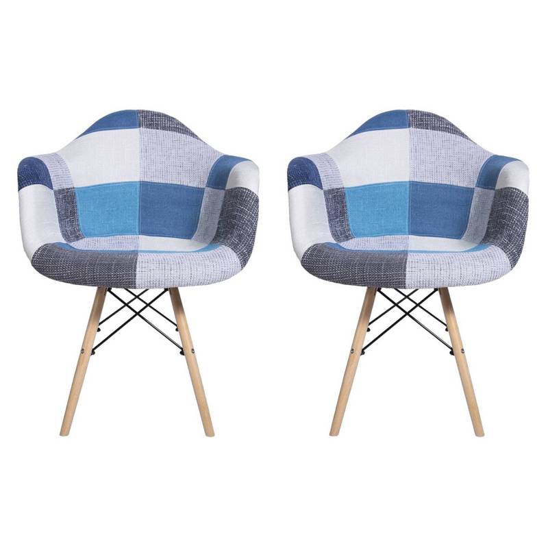 GLOBAL - Pack 2 Sillas Eames patchwork azul