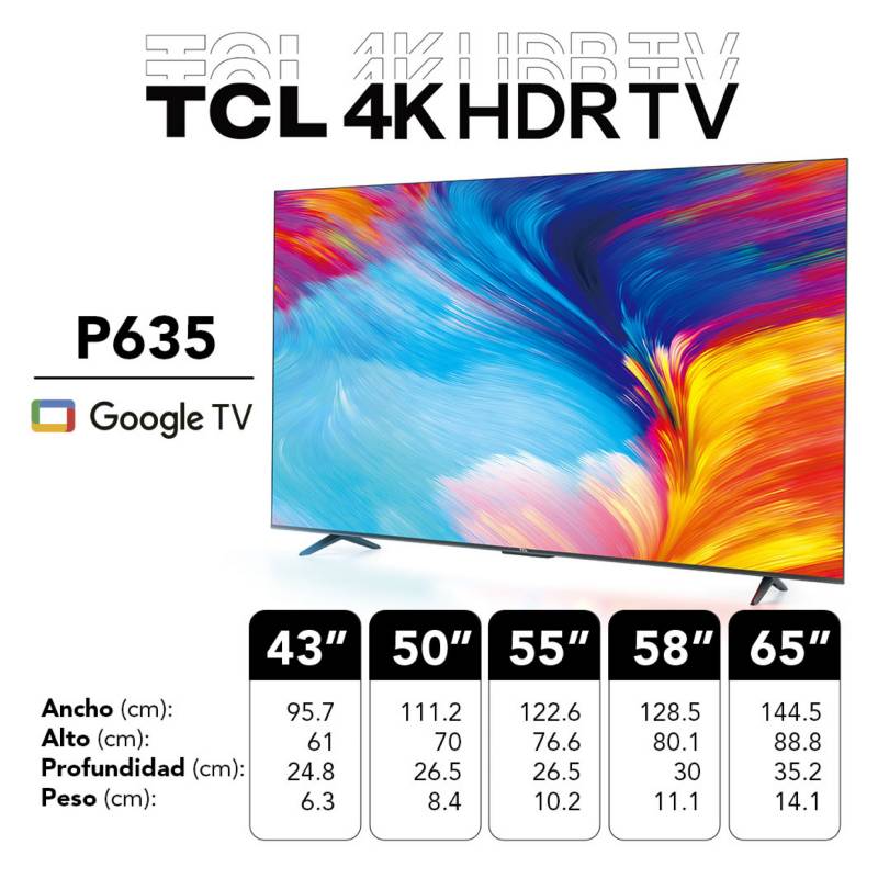 TV TCL 50' UHD 4K SMART HDR GOOGLE TV MANDO DE VOZ LIBRE TIENDA