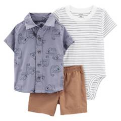 CARTER´S - Conjunto 3 Piezas Camisa, Body Y Short Bebé Niño Carter´s