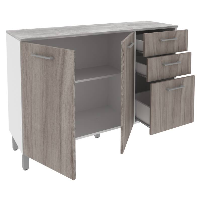 TECNOMOBILI Mueble Organizador Cocina 2 Puertas 3 Cajones Cz1004Bc  Tecnomobili