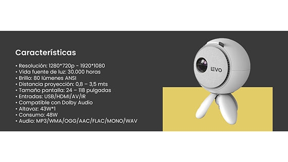 LEVO Proyector LED Portátil Focus Mini 720p 