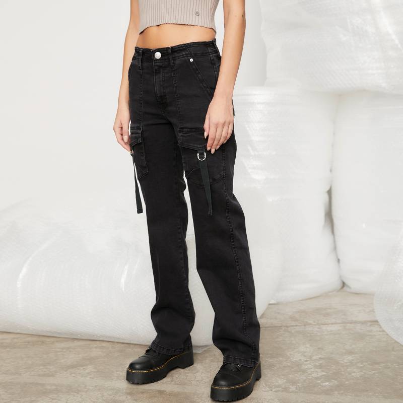 AMERICANINO Jeans Mujer Cargo Tiro Medio Algodón Americanino