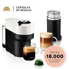 NESPRESSO - Cafetera Vertuo Pop Blanca Con Espumador de Leche Nespresso