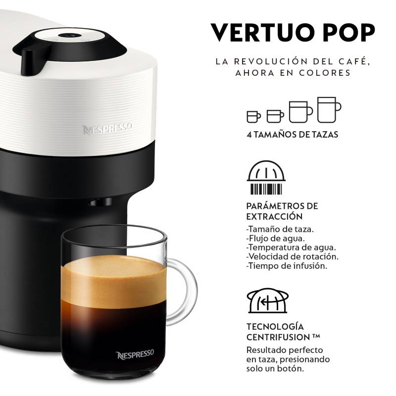 NESPRESSO Cafetera Vertuo Pop Con Espumador de Leche Nespresso