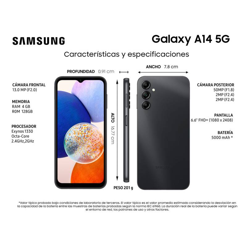 Samsung Galaxy A14 4/128GB Negro Libre