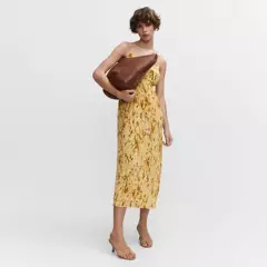 MANGO - Vestido Textura Espalda Cruzada Mujer Mango