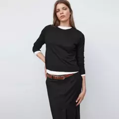 MANGO - Sweater Punto Fino Cuello Redondo Mujer Mango