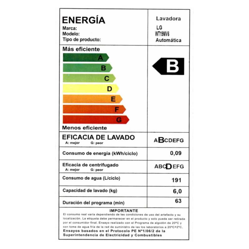 Lavadora LG WT19DV6 19Kg Gris