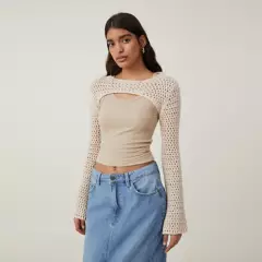 COTTON ON - Sweater Crop Manga Larga Mujer Cotton On