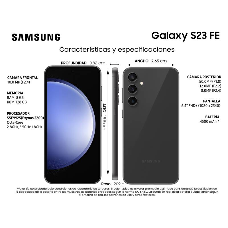  SAMSUNG Teléfono celular Galaxy S23 FE, 128 GB