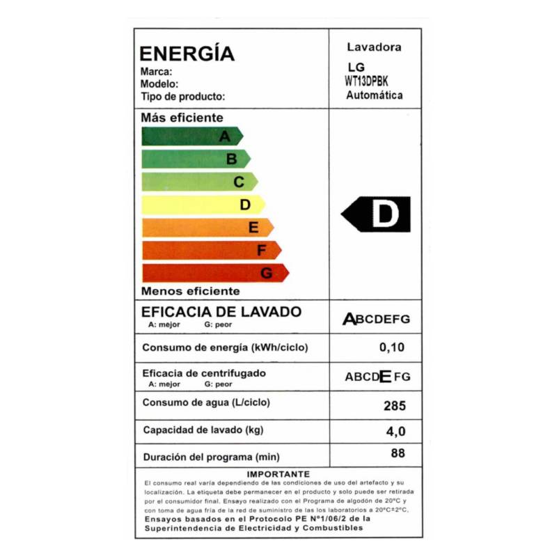 Lavadora Inverter LG WT13WPBP, 13Kg, Carga Superior