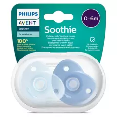 AVENT - Chupete Soothie 0 A 6M 2 Unidades Azul Claro Avent