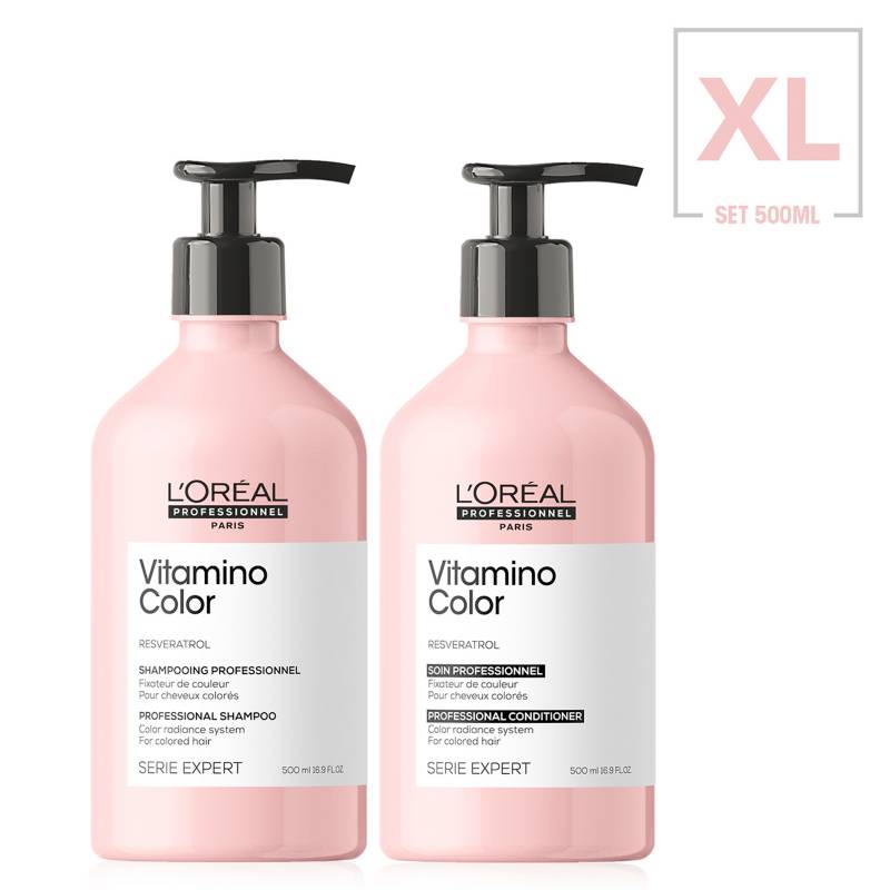 LOREAL PROFESSIONNEL - Set Cuidado del Color Vitamino Color Serie Expert Shampoo 500 ml + Acondicionador 500 ml LOREAL PROFESSIONNEL