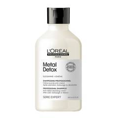LOREAL PROFESSIONNEL - Shampoo Sin Sulfatos Cabello Dañado y con Color Metal Detox 300 ml Serie Expert