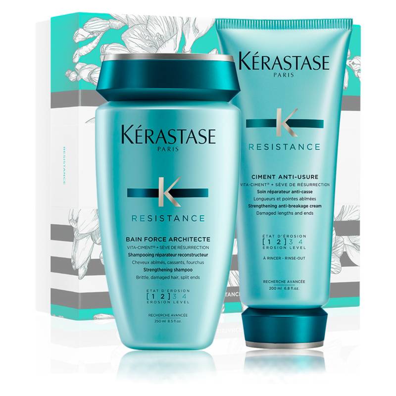 KERASTASE - Set Fortalecedor Cabello Dañado Resistance Shampoo 250ml + Acondicionador 200ml Kerastase