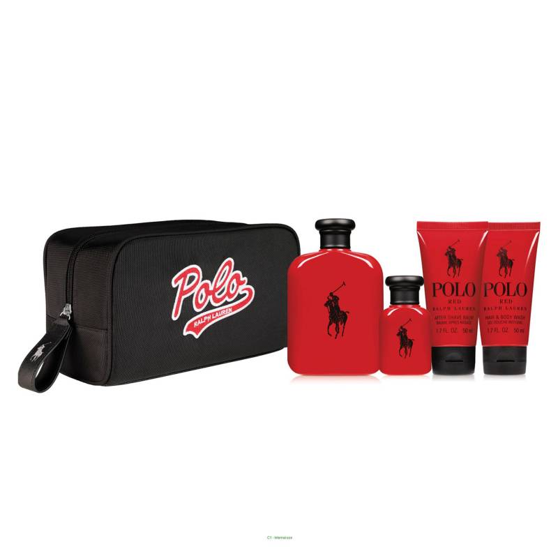 RALPH LAUREN - Set Perfume Hombre Polo Red EDT 125 ml + 40 ml + After Shave + Gel de Ducha Ralph Lauren