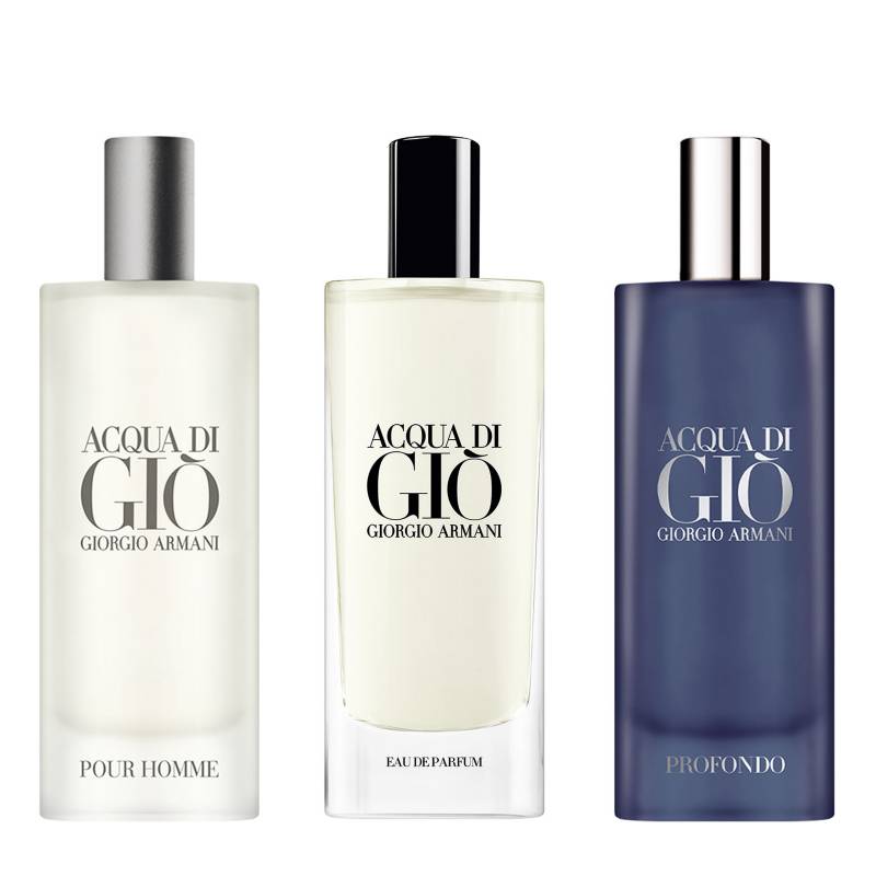GIORGIO ARMANI - Set Perfumes Hombre Aqua di Gió Trio EDT 15ml + EDP 15ml +Profondo 15ml