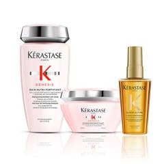KERASTASE - Set Anti-Caída Cabello Frágil Genesis Shampoo 250ml + Máscara 200ml + Aceite Huile Originale 50ml Kérastase