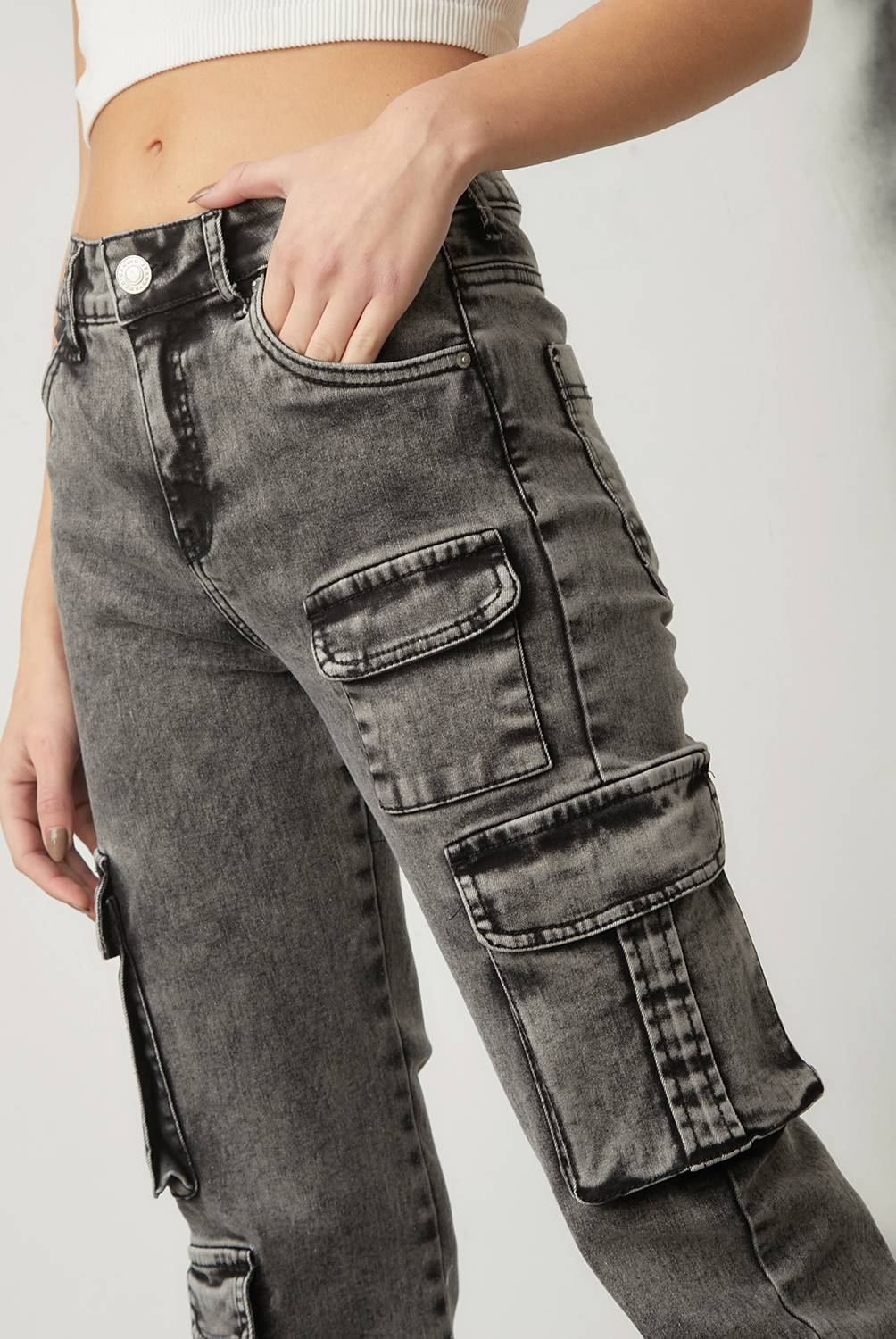 AMERICANINO - Americanino Jeans Cargo Tiro Medio Algodón Mujer