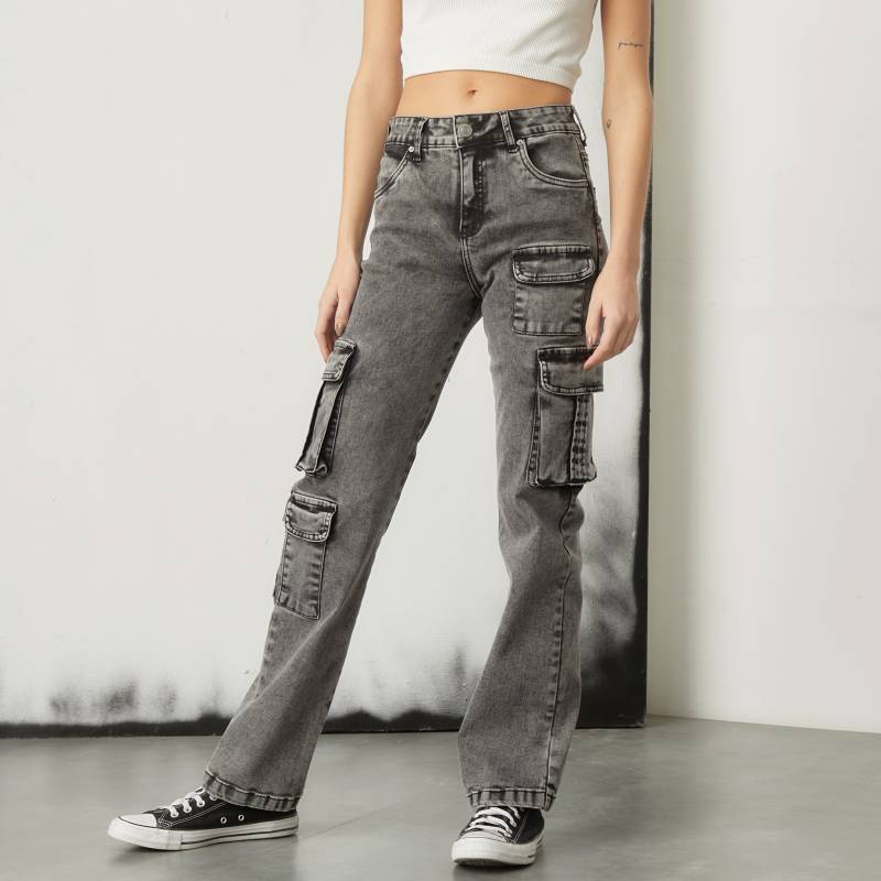 Americanino Jeans Cargo Tiro Medio Algodón Mujer