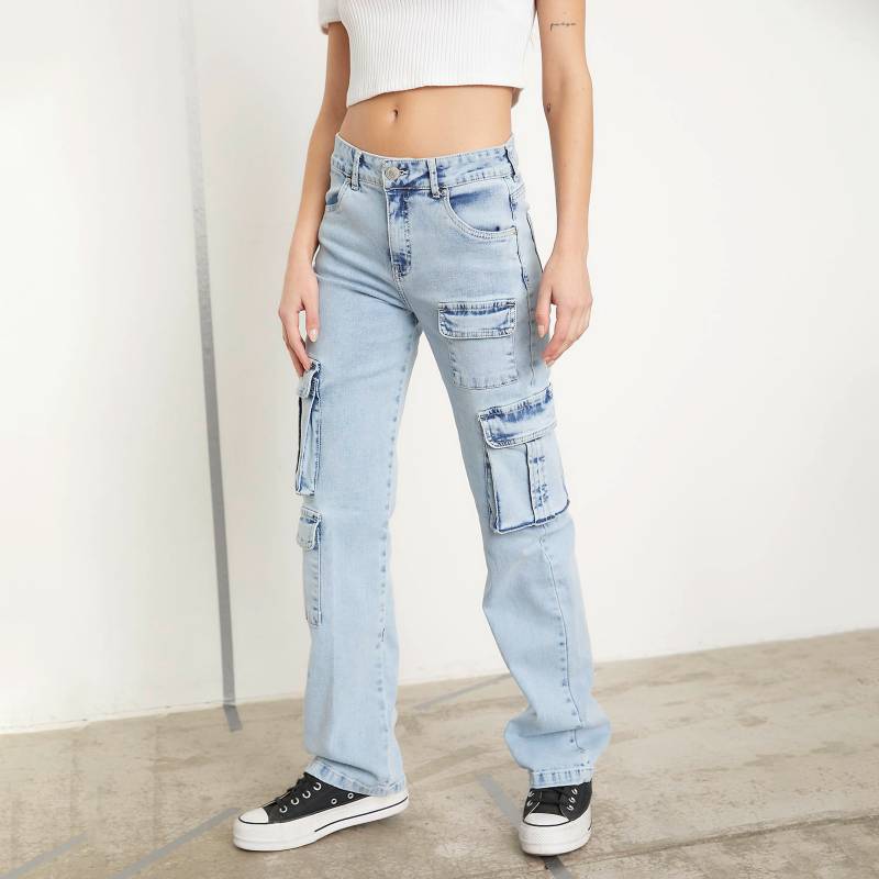 Jeans Cargo Tiro Medio Mujer Americanino