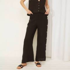 BASEMENT - Pantalón Regular Tiro Medio Mujer Basement