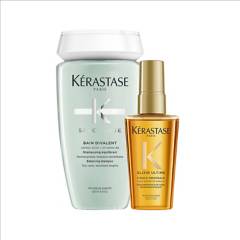 KERASTASE - Set Tratamiento Capilar Cabello Graso Spécifique Shampoo Bain Divalent 250Ml + Aceite Lhuile Originale Elixir Ultime 50Ml Kérastase