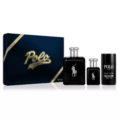 RALPH LAUREN - Set Perfume Hombre Polo Black EDT 125Ml + 40Ml + 75 Gr Desodorante Polo Ralph Lauren