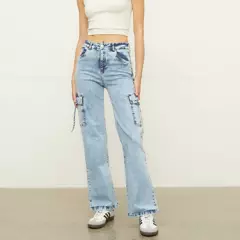SYBILLA - Jeans Cargo Tiro Medio Mujer Sybilla
