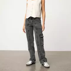 BASEMENT - Jeans Straight Tiro Alto Mujer Basement