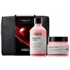 LOREAL PROFESSIONNEL - Set Vitamino Color para Color Duradero Shampoo 300ml + Máscara 250ml + Cosmetiquero