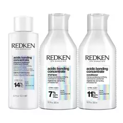 REDKEN - Set Abc Reparación Total Cabello Dañado Acidic Bonding Concentrate Tratamiento Intensivo 150Ml + Shampoo 300Ml + Acondicionador 300Ml Redken