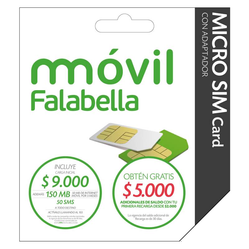 MOVIL FALABELLA - Micro Sim Card con Adaptador Prepago