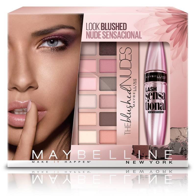 Maybelline - Set Sombras de Ojos Palette Nude + Máscara de Pestañas Lash Sensational